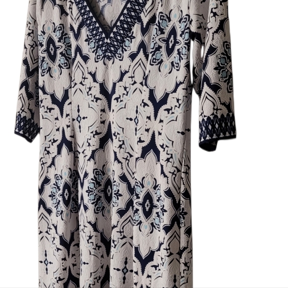 Studio One New York Pullover Print Dress Size Medium Navy White - Picture 3 of 8